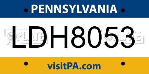 LDH8053 Pennsylvania License Plate