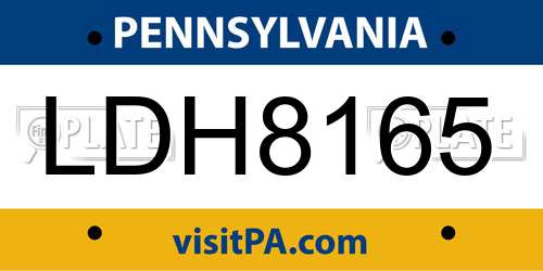 LDH8165 Pennsylvania License Plate