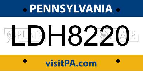 LDH8220 Pennsylvania License Plate