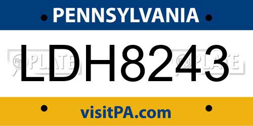 LDH8243 Pennsylvania License Plate