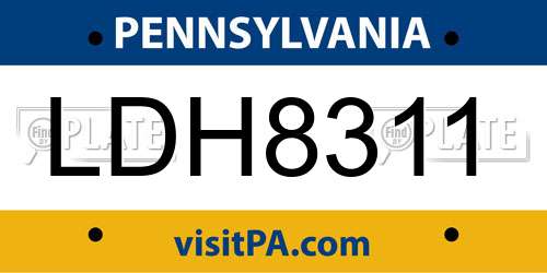 LDH8311 Pennsylvania License Plate