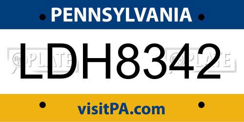 LDH8342 Pennsylvania License Plate