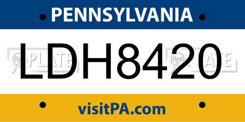 LDH8420 Pennsylvania License Plate
