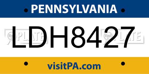 LDH8427 Pennsylvania License Plate