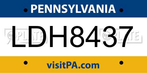 LDH8437 Pennsylvania License Plate
