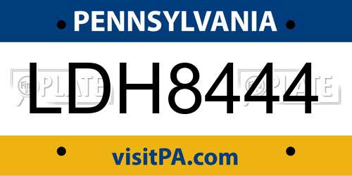 LDH8444 Pennsylvania License Plate