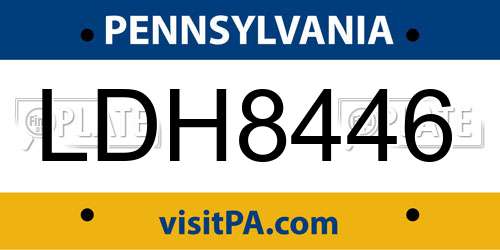 LDH8446 Pennsylvania License Plate