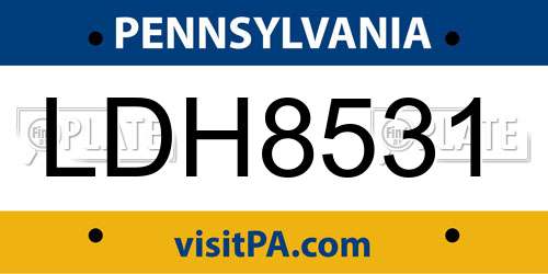 LDH8531 Pennsylvania License Plate