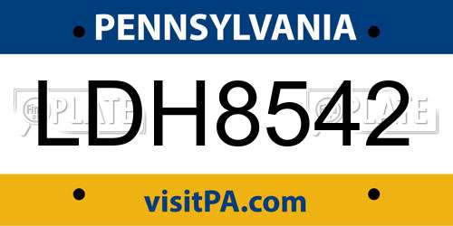 LDH8542 Pennsylvania License Plate