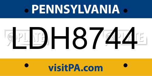 LDH8744 Pennsylvania License Plate