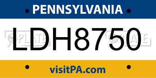 LDH8750 Pennsylvania License Plate