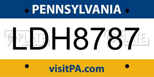 LDH8787 Pennsylvania License Plate