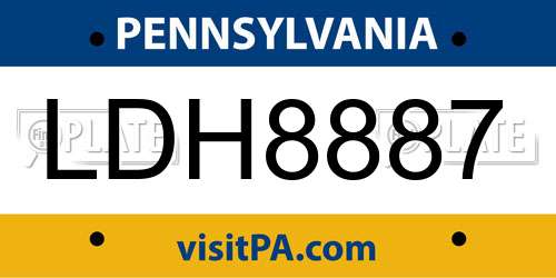 LDH8887 Pennsylvania License Plate