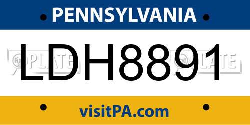 LDH8891 Pennsylvania License Plate