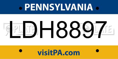 LDH8897 Pennsylvania License Plate