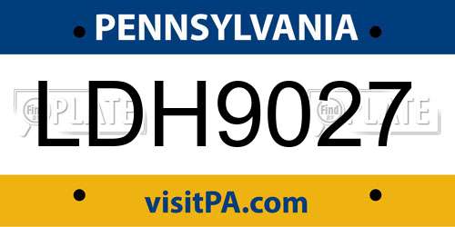 LDH9027 Pennsylvania License Plate