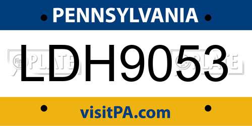LDH9053 Pennsylvania License Plate