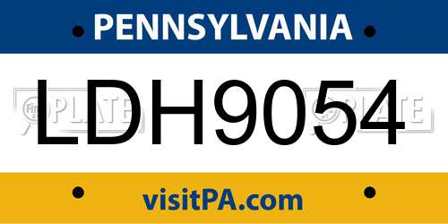 LDH9054 Pennsylvania License Plate