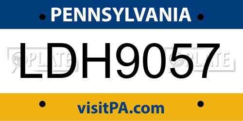 LDH9057 Pennsylvania License Plate