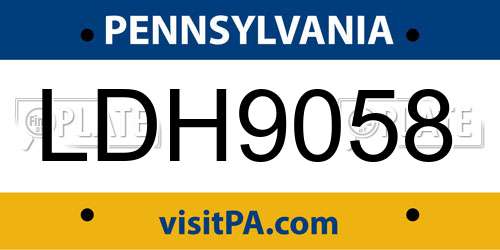 LDH9058 Pennsylvania License Plate