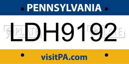 LDH9192 Pennsylvania License Plate