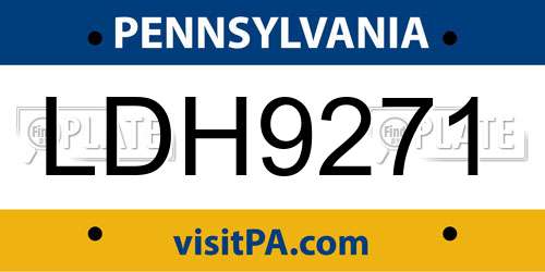 LDH9271 Pennsylvania License Plate