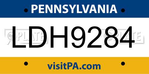 LDH9284 Pennsylvania License Plate