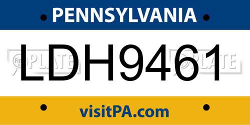 LDH9461 Pennsylvania License Plate