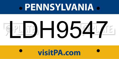 LDH9547 Pennsylvania License Plate
