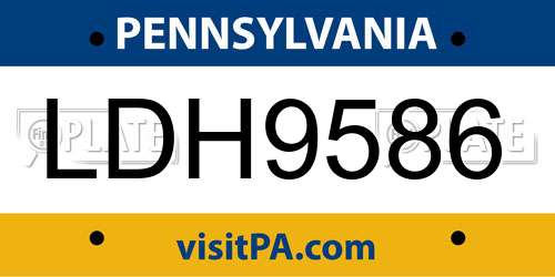 LDH9586 Pennsylvania License Plate
