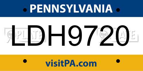 LDH9720 Pennsylvania License Plate