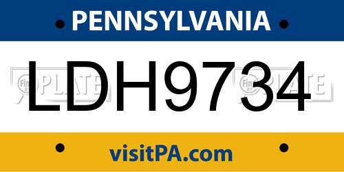 LDH9734 Pennsylvania License Plate