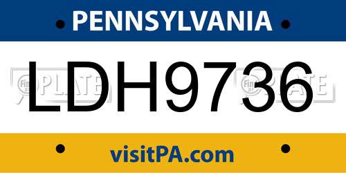 LDH9736 Pennsylvania License Plate