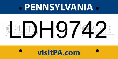 LDH9742 Pennsylvania License Plate