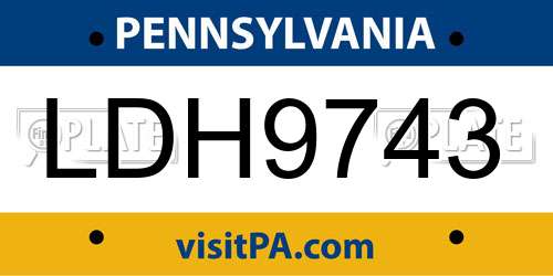 LDH9743 Pennsylvania License Plate