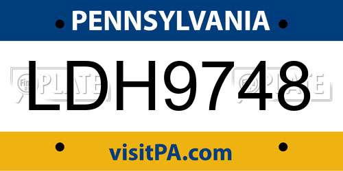 LDH9748 Pennsylvania License Plate