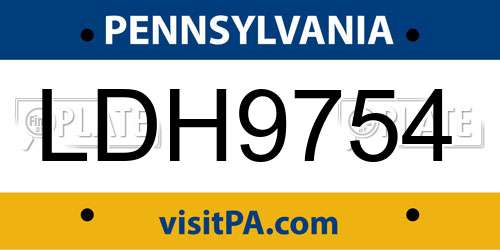 LDH9754 Pennsylvania License Plate