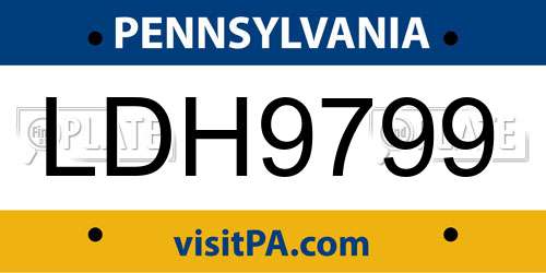 LDH9799 Pennsylvania License Plate