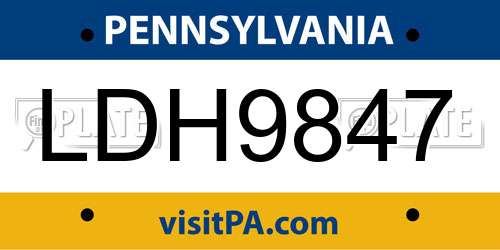 LDH9847 Pennsylvania License Plate