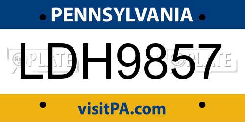 LDH9857 Pennsylvania License Plate