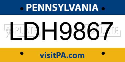 LDH9867 Pennsylvania License Plate