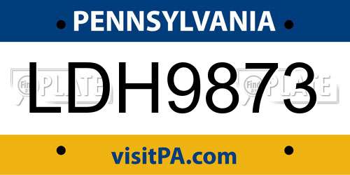 LDH9873 Pennsylvania License Plate