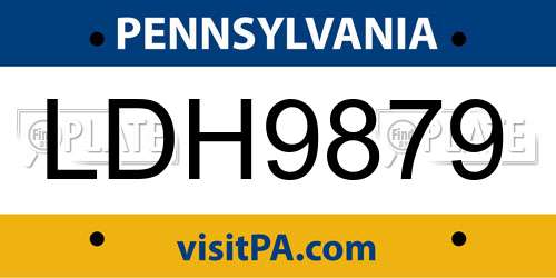 LDH9879 Pennsylvania License Plate