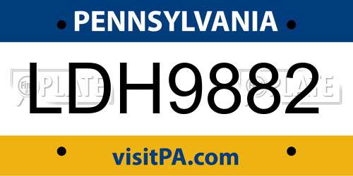 LDH9882 Pennsylvania License Plate