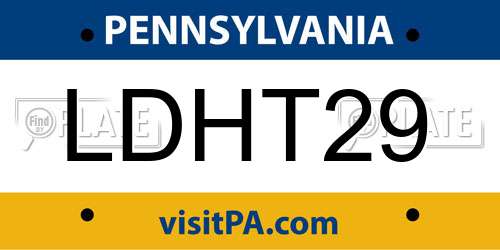 LDHT29 Pennsylvania License Plate