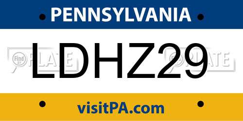 LDHZ29 Pennsylvania License Plate
