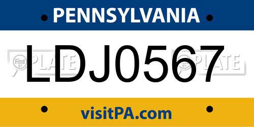 LDJ0567 Pennsylvania License Plate