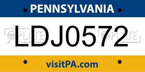 LDJ0572 Pennsylvania License Plate