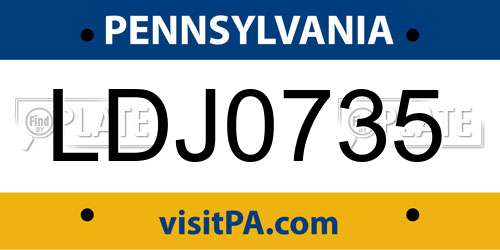 LDJ0735 Pennsylvania License Plate