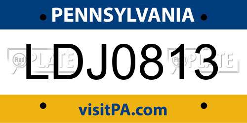LDJ0813 Pennsylvania License Plate
